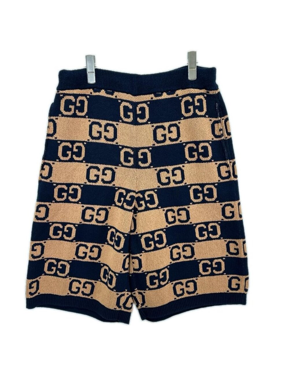 Gucci Brown Navy GG Cotton Jacquard Knit Shorts
